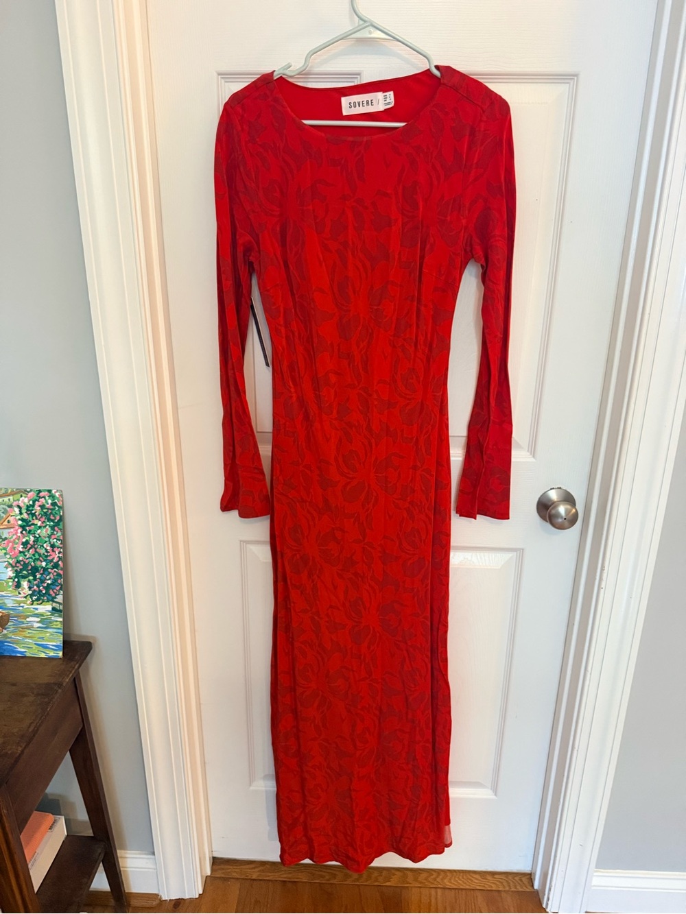 Sovere Red Long-Sleeve Maxi Dress